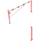 Swing barrier | with bracing tube and | pull rope reinforcement | for casting in concrete, hot-dip galvanized and white coated with red reflecting stripes | Barrier arm length: 3000 mm | with triangular lock